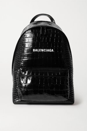 Black Everyday croc-effect leather backpack | Balenciaga | NET-A-PORTER