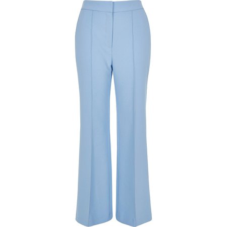 Light blue structured flared trousers | River Island