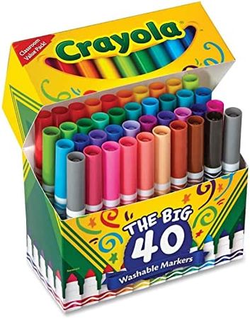 Amazon.com: Crayola 587858 Washable Markers, Broad Point, Assorted Classic Colors, 40/Set : Toys & Games
