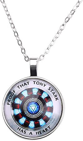 Iron Man Necklace - Proof That Tony Stark Has A Heart Circle Pendant Necklace for Men and Women, Creative Gift for Iron Man Fans (Silver, B) | Amazon.com