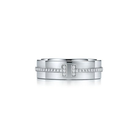 Tiffany T two ring in 18k white gold with diamonds. | Tiffany & Co.