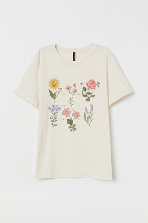 T-shirt with Motif - Beige - Ladies | H&M CA