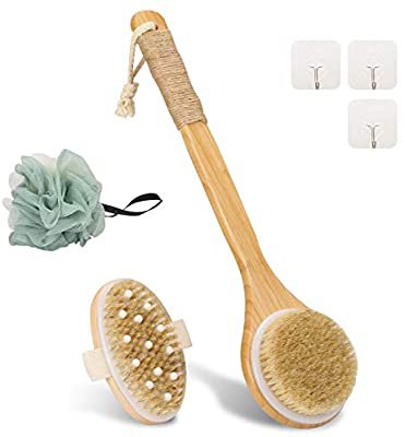 Amazon.com : Bath Body Brush for Dry or Wet Brushing, Natural Bristle Shower Brushes, Back Scrubber for Exfoliating Skin, Blood Circulation, Massage Scrubber & Bath Sponge for Improving Skin Health, Set of 3 : Beauty