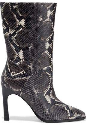 Snake-effect Leather Boots