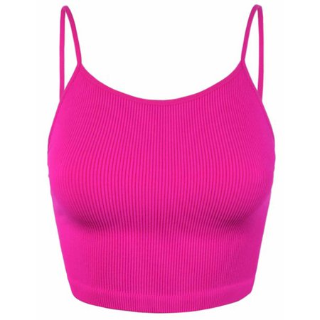 A2Y Women's Basic Ribbed Seamless Cropped Cami Camisole Tank Tops Neon Hot Pink ML - Walmart.com