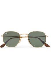 Bottega Veneta | Square-frame gold-tone and tortoiseshell acetate sunglasses | NET-A-PORTER.COM