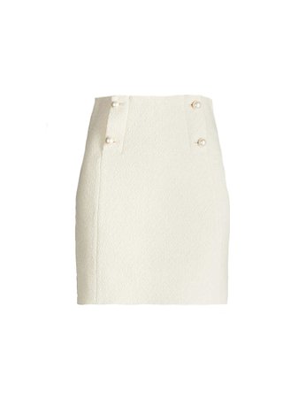 SANDRO Dayna faux-pearl-button wool mini skirt