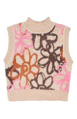 PacSun Floral Intarsia Mock Neck Sleeveless Sweater | Nordstrom