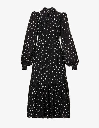 QUEENS OF ARCHIVE - Suzi Stardust star-print crepe midi dress | Selfridges.com