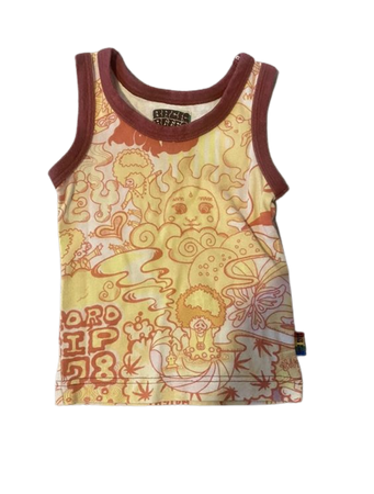 Yellow Red Printed Graphic Tank Top
