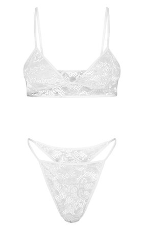 White Basic Lace Lingerie Set | Lingerie | PrettyLittleThing
