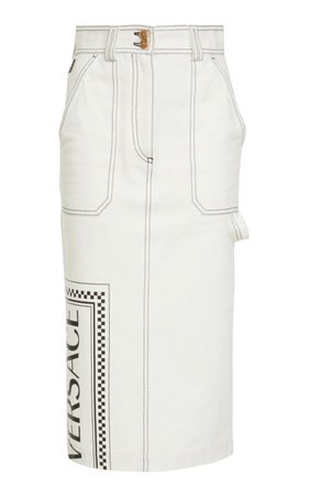 Denim Graphic Skirt by Versace | Moda Operandi