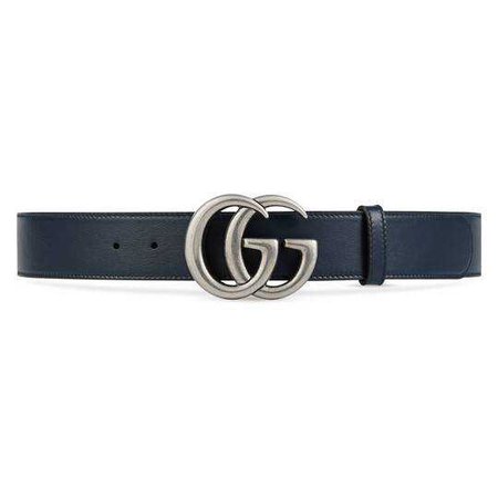 Leather belt with Double G buckle - Gucci Men's Belts 397660AP00N4009