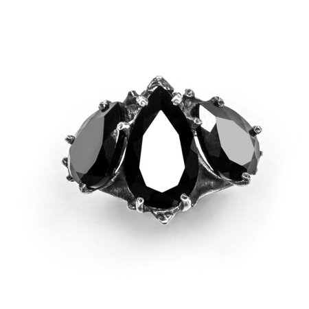 Oversized Persephone Diadem. Sterling Silver & Onyx Ring. – Blood Milk Jewels