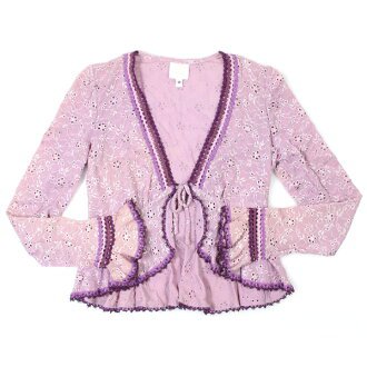stay246: It is good ANNA SUI (Anna Sui) whole pattern embroidery frill cardigan purple Size-free used goods - | Rakuten Global Market