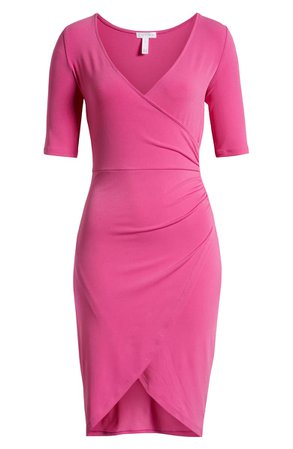 Leith Ruched Wrap Body-Con Dress purple