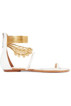 Aquazzura | Queen Of The Desert embellished leather sandals | NET-A-PORTER.COM