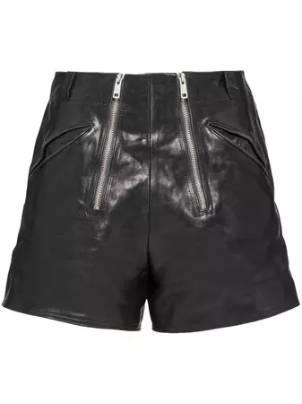 Prada double-zip Leather Shorts - Farfetch