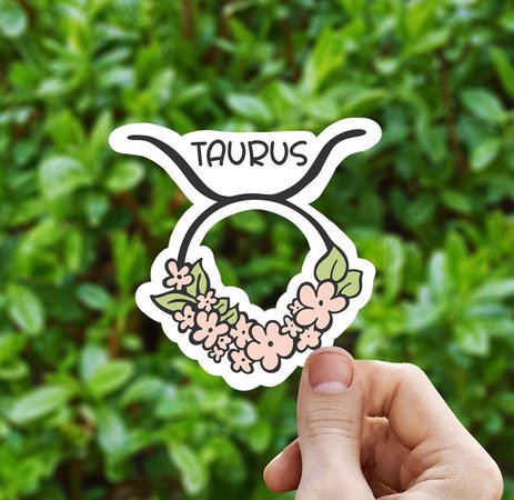 Flowered Taurus sticker Taurus zodiac sticker star signs | Etsy