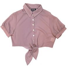 90s pink/lilac/mauve collared button down cropped midriff tie up