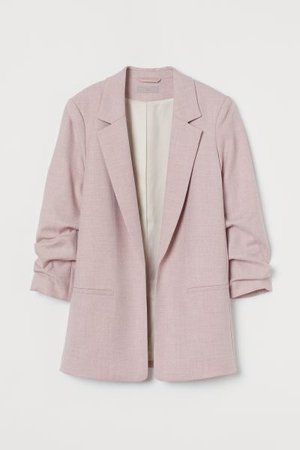 Jacket with Gathered Sleeves - Pink/herringbone patterned - Ladies | H&M US