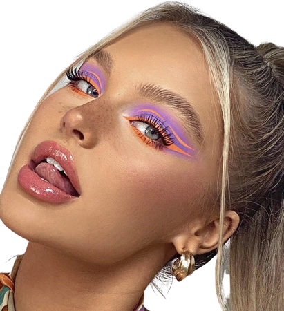 Orange/purple eye makeup