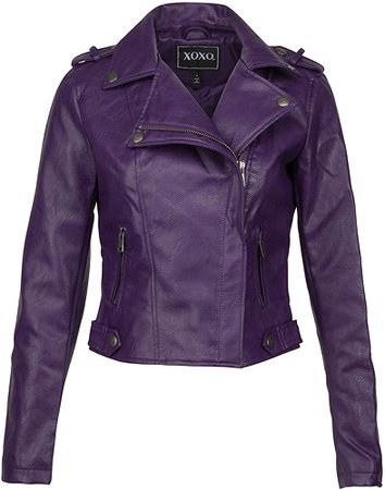 Womens Purple Faux Leather Moto Biker Jacket – Size X-Large at Amazon Women's Coats Shop