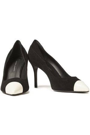 Black Lucrezia 90 patent leather-trimmed suede pumps | Sale up to 70% off | THE OUTNET | GIUSEPPE ZANOTTI | THE OUTNET