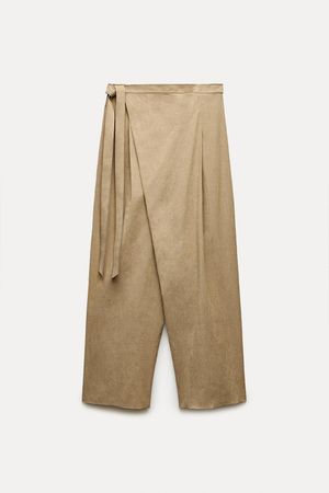 WRAP FRONT PANTS ZW COLLECTION - taupe brown | ZARA United States