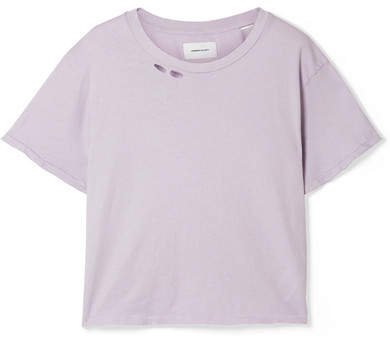 The Short Distressed Cotton-jersey T-shirt - Lavender