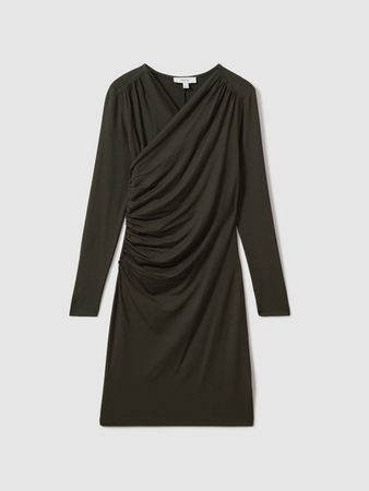 Reiss Lisa Wrap Front Ruched Jersey Mini Dress | REISS USA