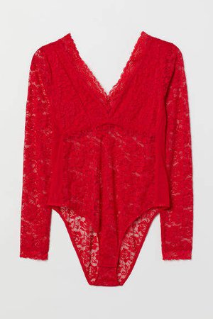 H&M+ Lace Bodysuit - Red