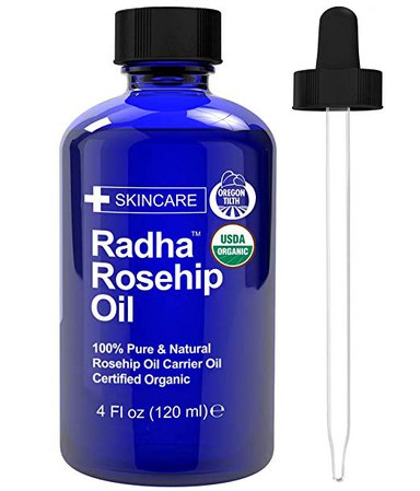 Amazon.com : Radha Beauty USDA Certified Organic Rosehip Oil, 4 oz. - 100% Pure & Cold Pressed. All Natural Anti-Aging Moisturizing Treatment for Face, Hair, Skin & Nails, Acne Scars, Wrinkles, Dry Spots : Beauty