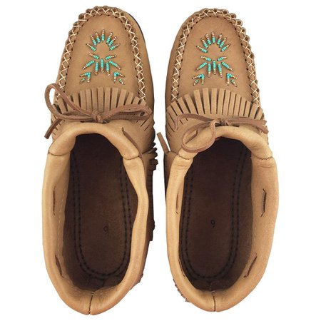 Womens Fringed Ankle High Earthing Moccasin Rubber Sole and Rivets | The Earthing Store