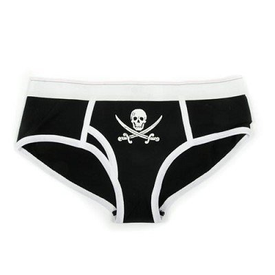 Womens Sexy Pirate Boy Briefs Underwear Panties - Black & White