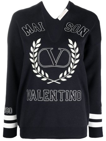 Valentino logo-embroidered Cotton Jumper - Farfetch