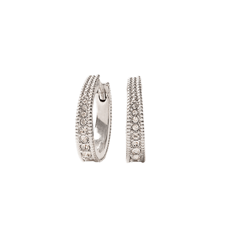 Silver Pave Huggie Earrings