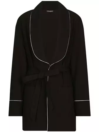 Dolce & Gabbana piped belted-waist shawl jacket