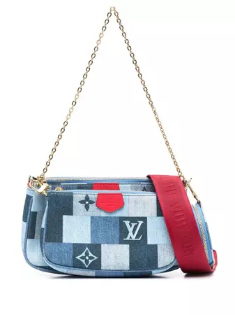 Louis Vuitton 2019 pre-owned Monogram Denim Patchwork Triple Pochette Accessoires Handbag - Farfetch