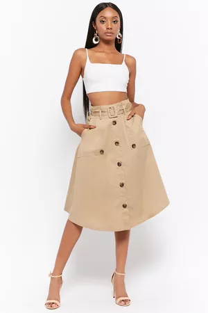 Belted Button-Front Skirt | Forever 21
