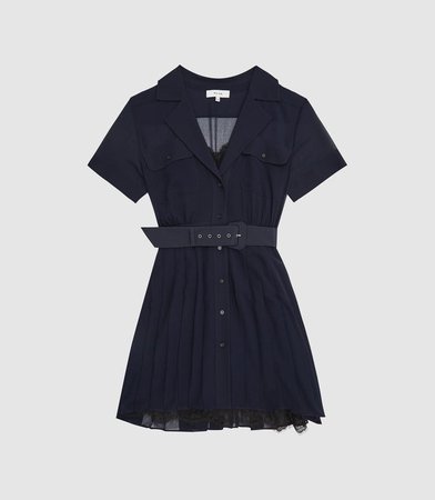 Fiona Navy Lace Trim Utility Dress – REISS
