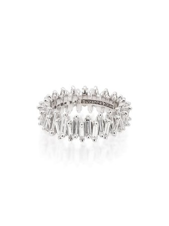 Suzanne Kalan 18kt white gold baguette-cut diamond ring - FARFETCH
