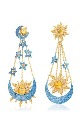 Lydia Courteille, One of a Kind Marie Antoinette Celestial Drop Earrings