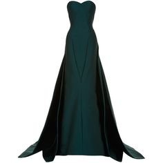 Zac Posen Dark Emerald Stretch Duchess Gown