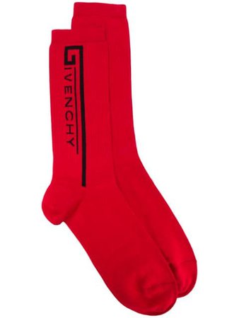 Givenchy logo socks red BMB00P4037 - Farfetch