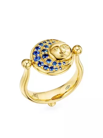 Shop Temple St. Clair Celestial Eclipse 18K Yellow Gold, Sapphire & Ruby Swivel Ring | Saks Fifth Avenue
