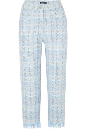 Balmain Cropped metallic tweed straight-leg pants