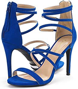 Amazon.com | DREAM PAIRS Women's Show Royal Blue High Heel Dress Pump Sandals - 5.5 M US | Heeled Sandals