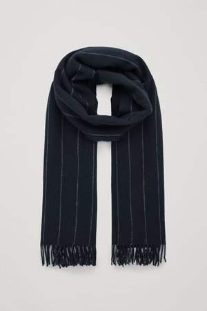 STRIPED WOOL SCARF - Midnight blue - Hats, Scarves & Gloves - COS