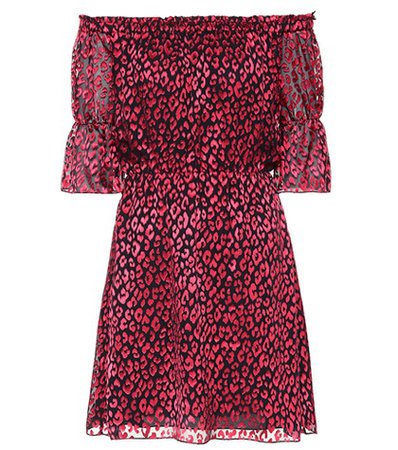 Leopard silk-blend minidress
